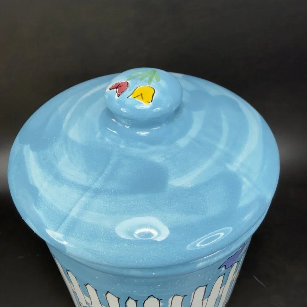 Starbucks Canister Cookie Jar Container Hand Painted Hungary Bunny Rabbit Flower - Picture 10 of 15